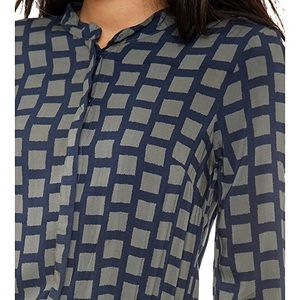 Splendid navy and olive windowpane print dress